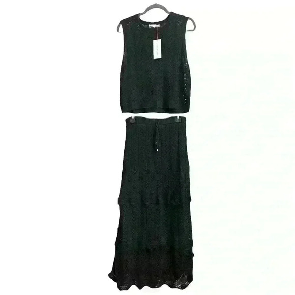 NWT Solitaire Sleeveless Crochet Top and Maxi Skirt Set, Size L - Black - Picture 2 of 6